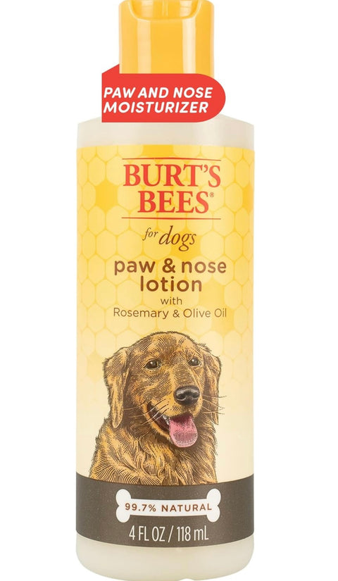 Burt's Bees for Pets Paw and Nose Lotion with Rosemary and Olive Oil, 99.7% Natural Origin Formulas, Dog Paw Pad Lotion, Paw Moisturizer for Dogs, Dog Nose Lotion, 4oz
