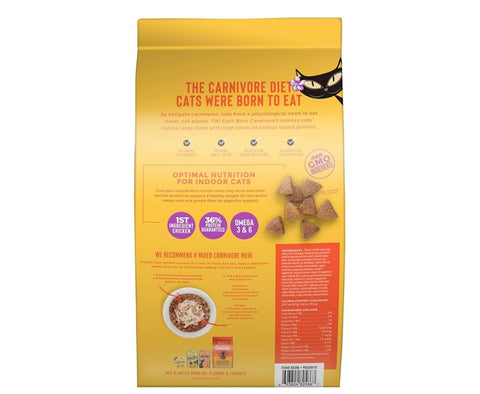 Tiki Cat Born Carnivore High Protein, Indoor Health, Chicken and Turkey Meal Recipe, Grain-Free Baked Kibble to Maximize Nutrients, Dry Cat Food, 3 lb. Bag