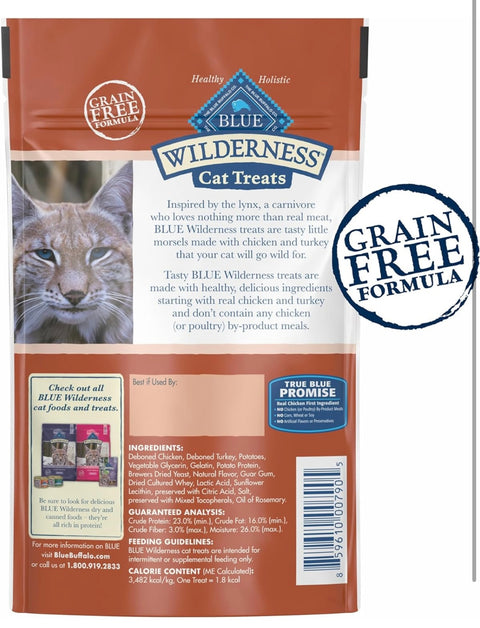 Blue Buffalo Wilderness Soft Cat Treats, Grain-Free and Protein-Rich, Great for Training, Chicken & Turkey Recipe, 2-oz. Bag
