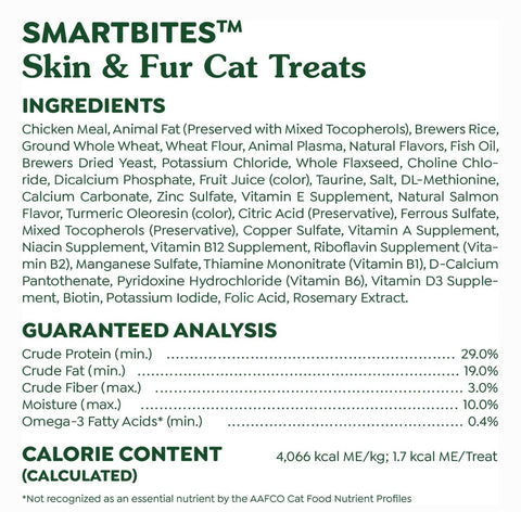 Greenies Feline SmartBites Healthy Skin & Fur Natural Salmon Flavor Soft & Crunchy Adult Cat Treats, 2.1-oz bag