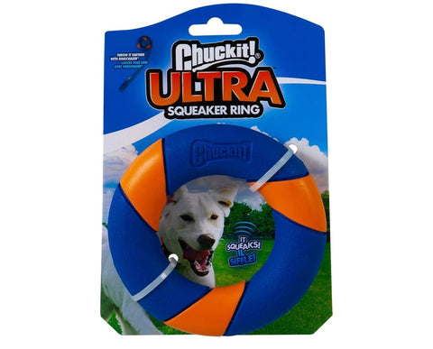 Chuckit! Ultra Squeaker Ring Dog Toy, Outdoor Fetch and Chase Toy for All Breed Size