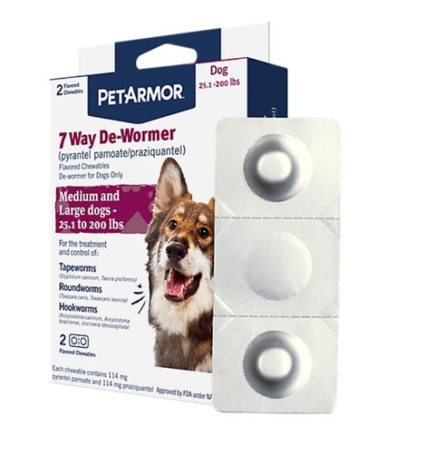 PetArmor 7 Way De-Wormer For Medium and Large Dogs, 2 count