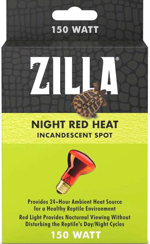Zilla Reptile Terrarium Incandescent Heat Spot Bulb, Night Red, 150 Watts