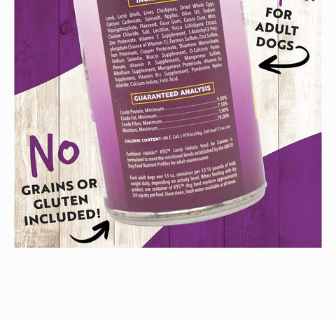 Earthborn Holistic K95 Lamb Recipe Grain-Free Canned Dog Food, 13-oz