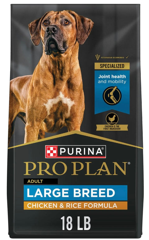 Purina Pro Plan Adult Large Breed High Protein Chicken & Rice Dry Dog Food, 18-lb bag