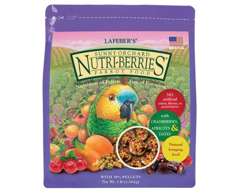 LAFEBER'S Sunny Orchard Nutri-Berries Pet Bird Food, Made with Non-GMO and Human-Grade Ingredients, for Parrots, 3 lb