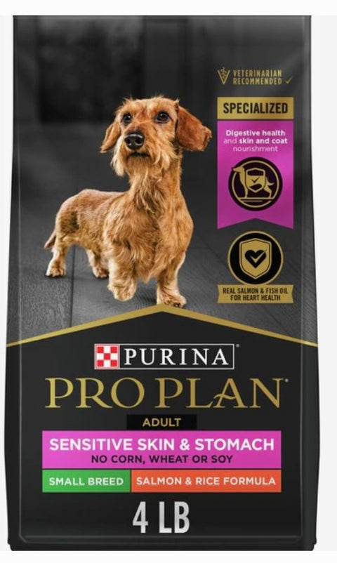 Purina Pro Plan Small Breed Adult Sensitive Skin & Stomach Formula Dry Dog Food, 4-lb bag