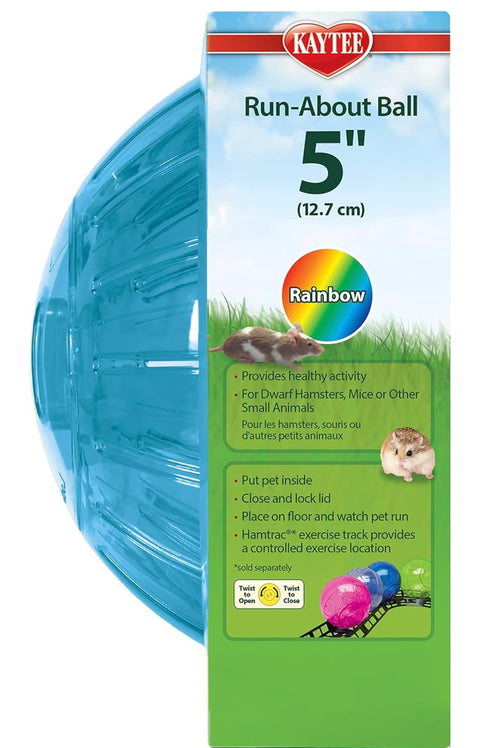 Kaytee 5" blue Color Run-About Exercise Ball For Pet Dwarf Hamsters & Mice