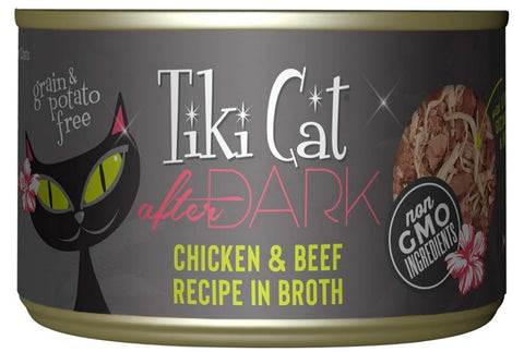 Tiki Cat After Dark, Chicken & Beef, High-Protein and 100% Non-GMO Ingredients, Wet Cat Food for Adult Cats, 5.5 oz.
