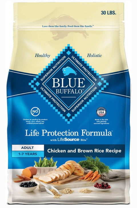 Blue Buffalo Life Protection Formula Adult Chicken & Brown Rice Recipe Dry Dog Food, 30-lb bag