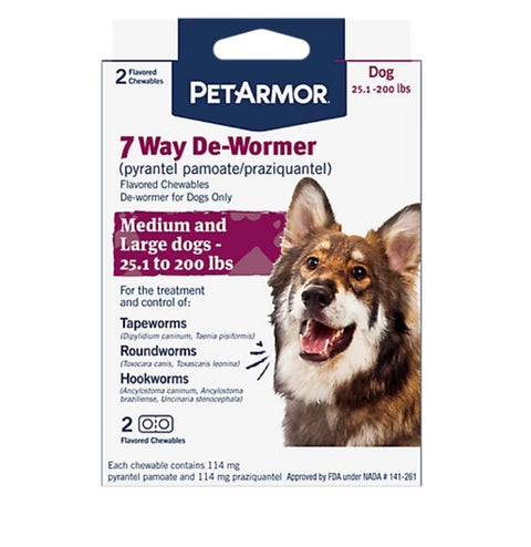 PetArmor 7 Way De-Wormer For Medium and Large Dogs, 2 count
