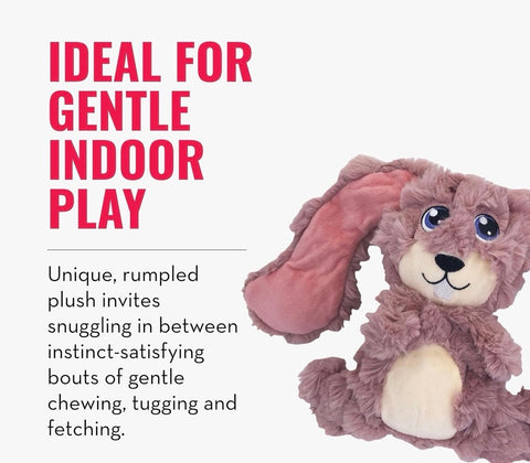 KONG Scrumplez Dog Toy - Soft Plush Squeaker Toy for Interactive Play, Stuffed with Extra-Squeaky Fun, Durable and Engaging for Dogs (Pink Bunny