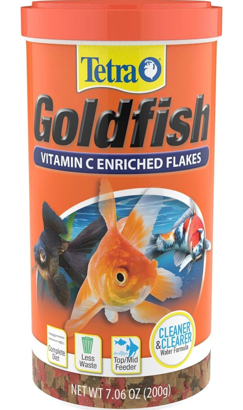 Tetra Goldfish Flakes, Nutritionally Balanced Diet For Aquarium Fish, Vitamin C Enriched Flakes, 7.06 oz