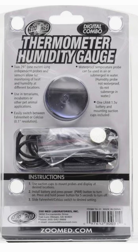 Zoo Med Digital Combo Reptile Terrarium Thermometer Humidity Gauge