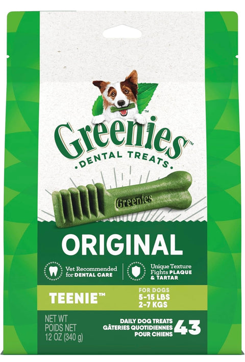 Greenies Original Teenie Dental Dog Treats, 12 oz. Pack (43 Treats)