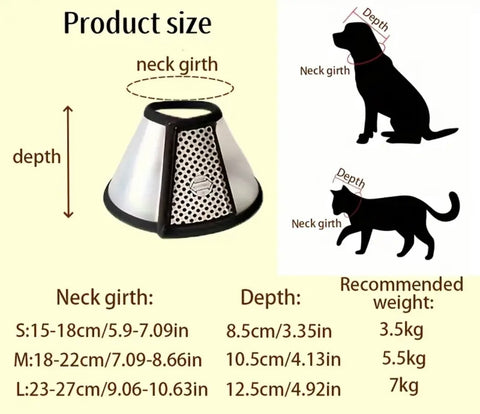 Pet Protective Cone - PP Material Dog Grooming Collar, Bath Anti-Scratching Head Cover, Cat Safety Gear, Veterinary Use - For Dogs & Cats - Suitable for Post-Surgery Recovery & Grooming
