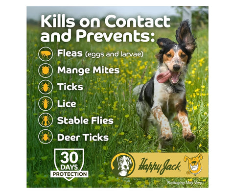 Happy Jack Kennel Dip Dog Flea and Tick Treatment & Prevention, Made in USA, Spray Yard & Home 30-Day Control, Kills Fleas, Ticks, Deer Ticks, Mange, Lice, for Puppies, Small to Large Dogs (8 oz)