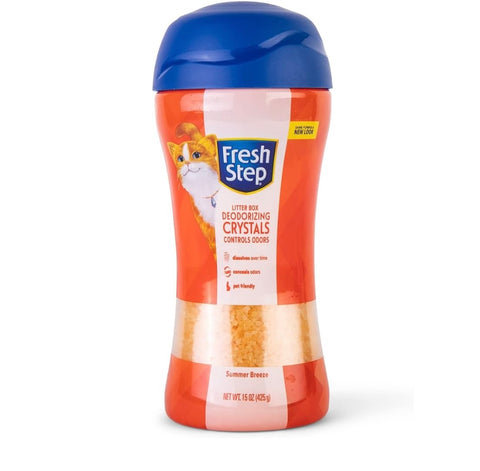 Fresh Step Cat Litter Crystals In summer Breeze Scent | Cat Litter Box Deodorizer which Combats Odors and Neutralizes Smells to Keep Your Home Clean, 15 Ounces, Packaging may vary