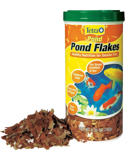 TetraPond Pond Flakes, Complete Nutrition for Smaller Pond Fish, Fish Food for Goldfish and Koi Fish, 6.35 Ounces