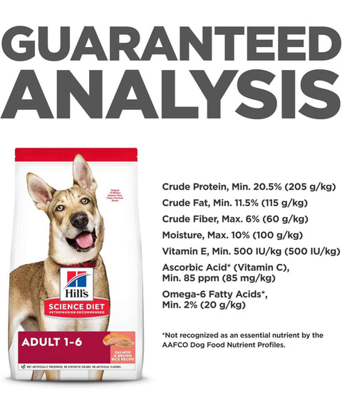 Hill's Science Diet Adult 1-6, Adult 1-6 Premium Nutrition, Dry Dog Food, Salmon & Brown Rice, 33 lb Bag