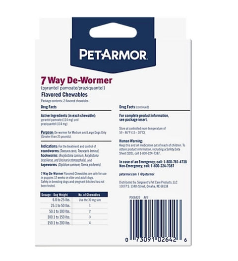 PetArmor 7 Way De-Wormer For Medium and Large Dogs, 2 count