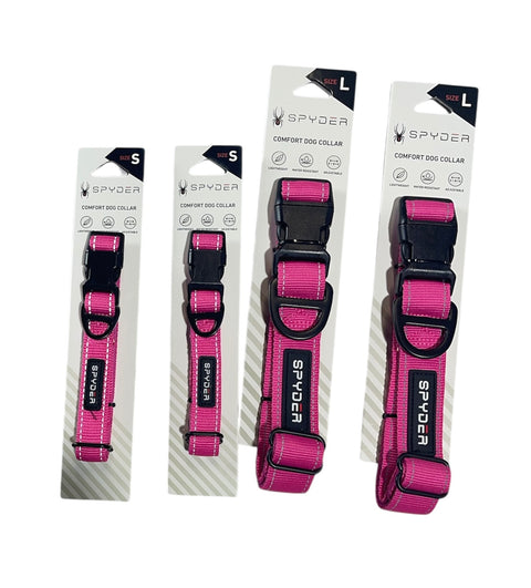 spyder dog collar hot pink