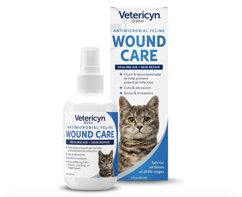 Vetericyn Plus Cat Wound Care Spray | Feline Healing Aid and Skin Repair for Wounds, Sores, and Abrasions, Provides Itch Relief for Cats Irritated Skin. 3 Ounces