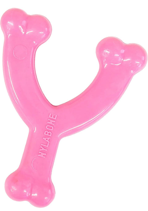 Nylabone Wishbone Puppy Chew Toy, Toys for Teething Puppies, Pink, Chicken Flavor, X-Small - Up to 15 lbs, 1 Count