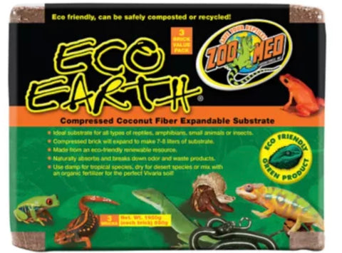 Zoo Med Eco Earth Expandable Reptile Substrate Value Pack3 pack
