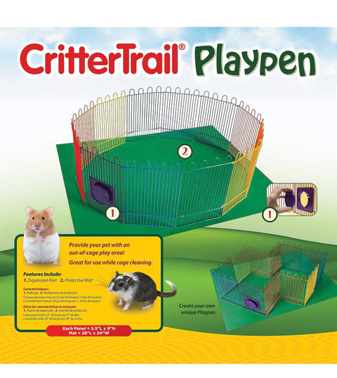 Kaytee CritterTrail Playpen with Mat for Pet Gerbils, Hamsters or Mice Blue Small