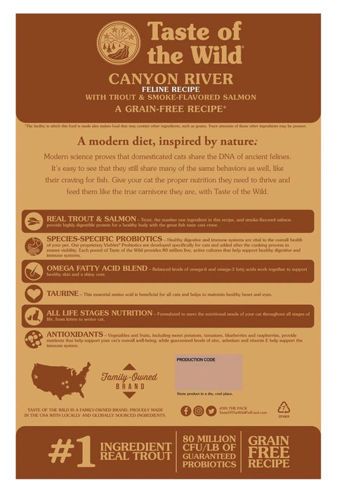 Taste of the Wild Canyon River Trout & Smoke-Flavored Salmon Grain-Free Dry Cat Food 14 lbs