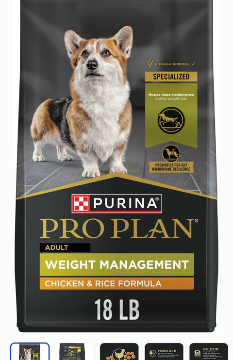 Purina Pro Plan Adult Weight Management Formula Dry Dog Food, 18-lb bag
