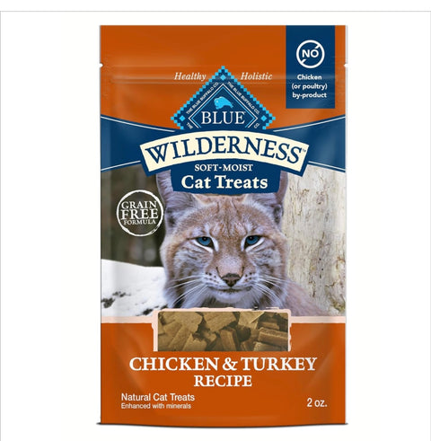 Blue Buffalo Wilderness Soft Cat Treats, Grain-Free and Protein-Rich, Great for Training, Chicken & Turkey Recipe, 2-oz. Bag