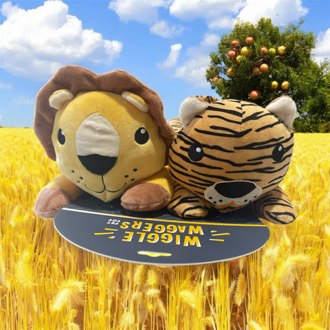 wiggle hagglers pet toy lion and tiger pack of 2 12 inches long