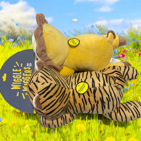 wiggle hagglers pet toy lion and tiger pack of 2 12 inches long