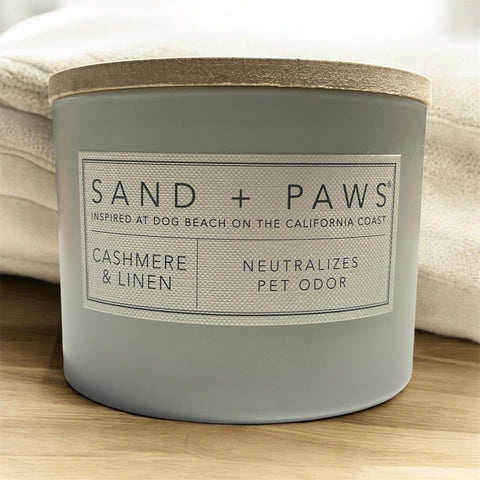 sand and paws candle cashmere and linen