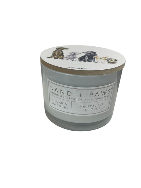 sand and paws candle cedar and lavander scent