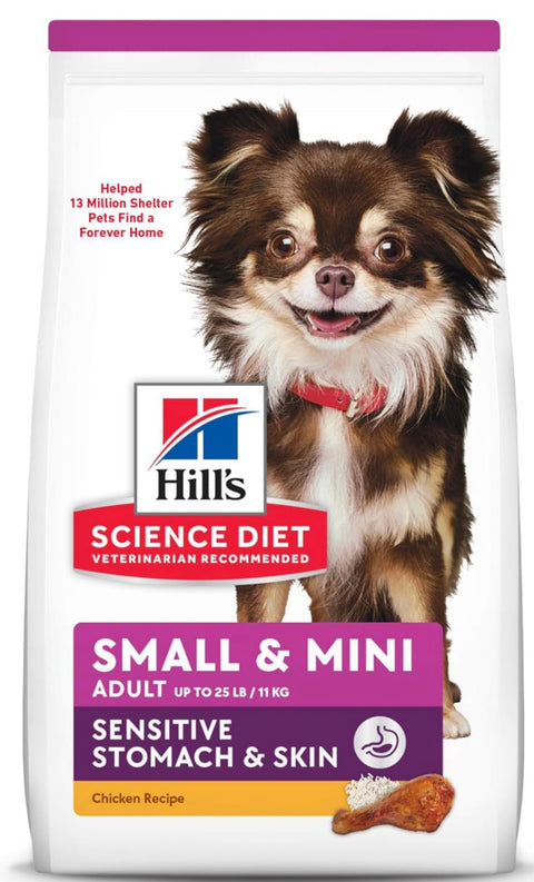 Hill's Science Diet Dry Dog Food, Adult, Small & Mini Breeds, Sensitive Stomach & Skin, Chicken Recipe, 15 lb. Bag