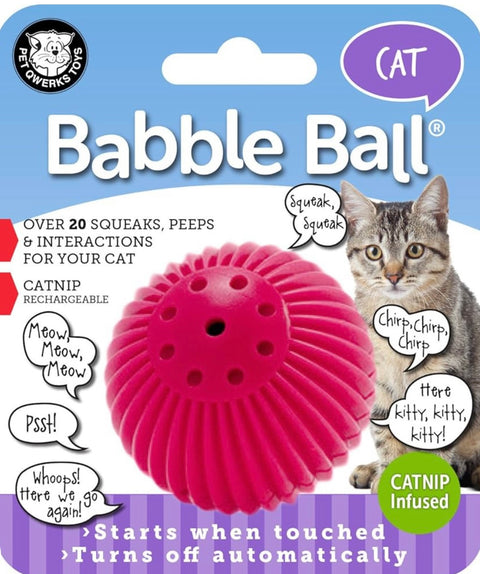 Pet Qwerks Cat Babble Ball with Catnip Infused, Interactive Cat Toy X-Small