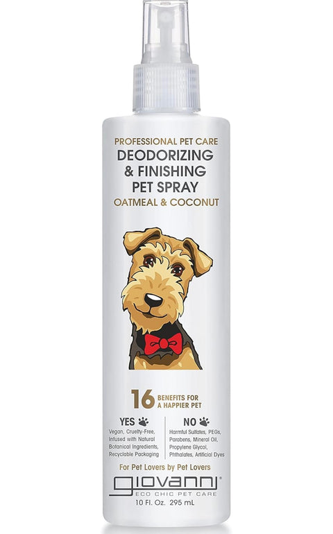 GIOVANNI Professional Pet Deodorizing & Finishing Pet Spray - Oatmeal & Coconut Helps Neutralizes Odors, Silkens, Freshens Fur - 10 oz