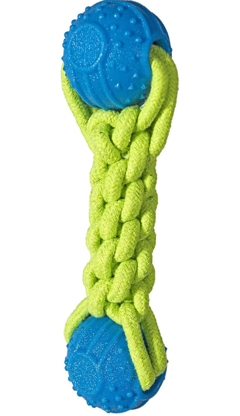 Chase 'n Chomp Drake Super Tough Tug Floating Dental Ball Dog Toy, Large blue and green