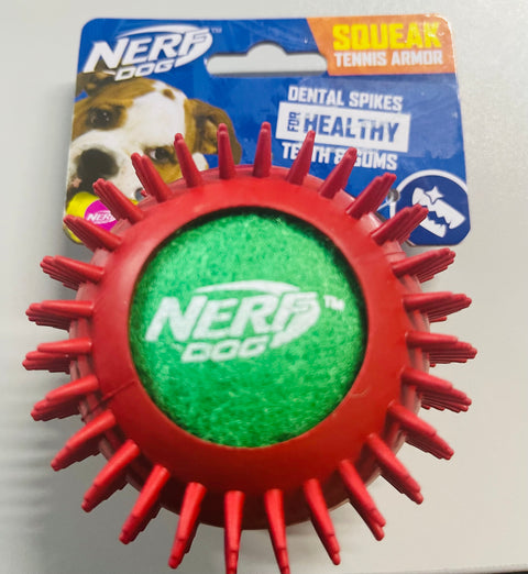 Nerf Dog Squeak TENNIS ARMOR Dental Spikes Teeth & Gums NEW!!