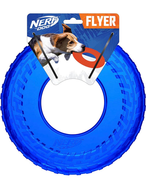 Nerf Dog 10in Enhanced Translucent TPR Tire Flyer - Blue,Medium Breeds