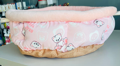 pink teddy bear donut pet bed