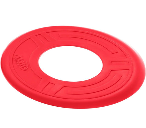 Nerf Dog Atomic Flyer Dog Toy, Flying Disc, Lightweight, Durable and Water Resistant, Great for Beach and Pool, 10 inch Diameter, for Medium/Large Breeds, Single Unit, Red, one-Size-for-Most