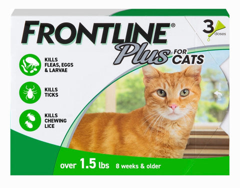 Frontline Plus Flea & Tick Spot Treatment for Cats, over 1.5 lbs, 3 Doses (3-mos. supply)