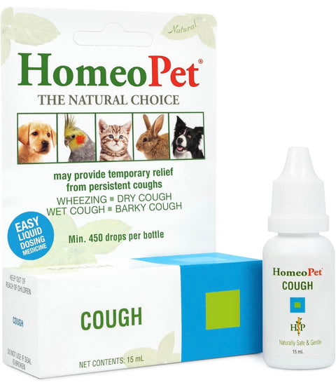 HomeoPet Cough, Gentle Natural Cough Medicine for Dogs, Cats, and Small Pets, Cat and Dog Cough Medicine, 15 Milliliters