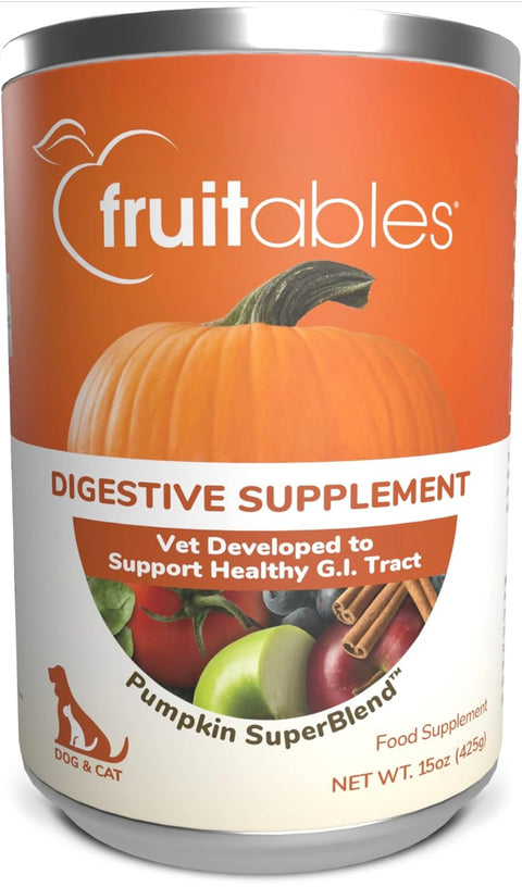 Fruitables Pumpkin Digestive Supplement – Made with Pumpkin for Dogs – Healthy Fiber Supplement for Pet Nutrition – 15 ounces