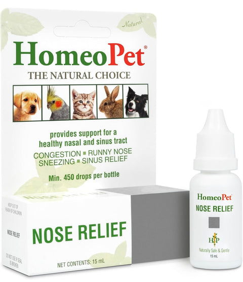 HomeoPet Nose Relief, Safe and Natural Nasal and Sinus Medicine for Cats, Dogs, and Other Small Animals, Pet Congestion Medicine, 15 Milliliters