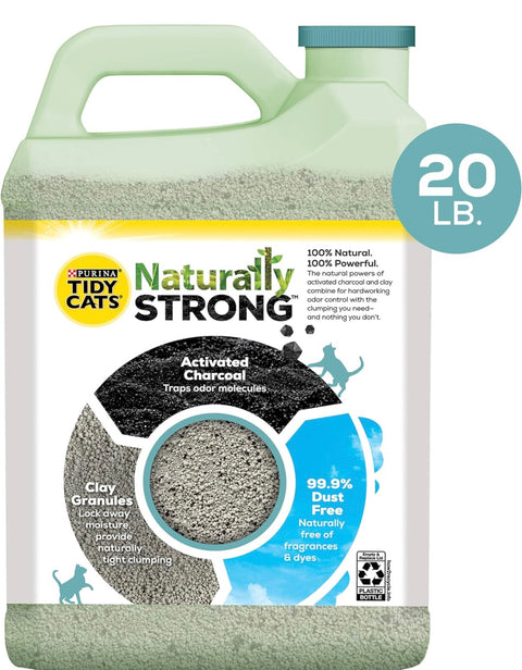 Purina Tidy Cats Unscented, Clumping, Natural Cat Litter, Naturally Strong Clay Multi Cat Litter -20 lb. Jug